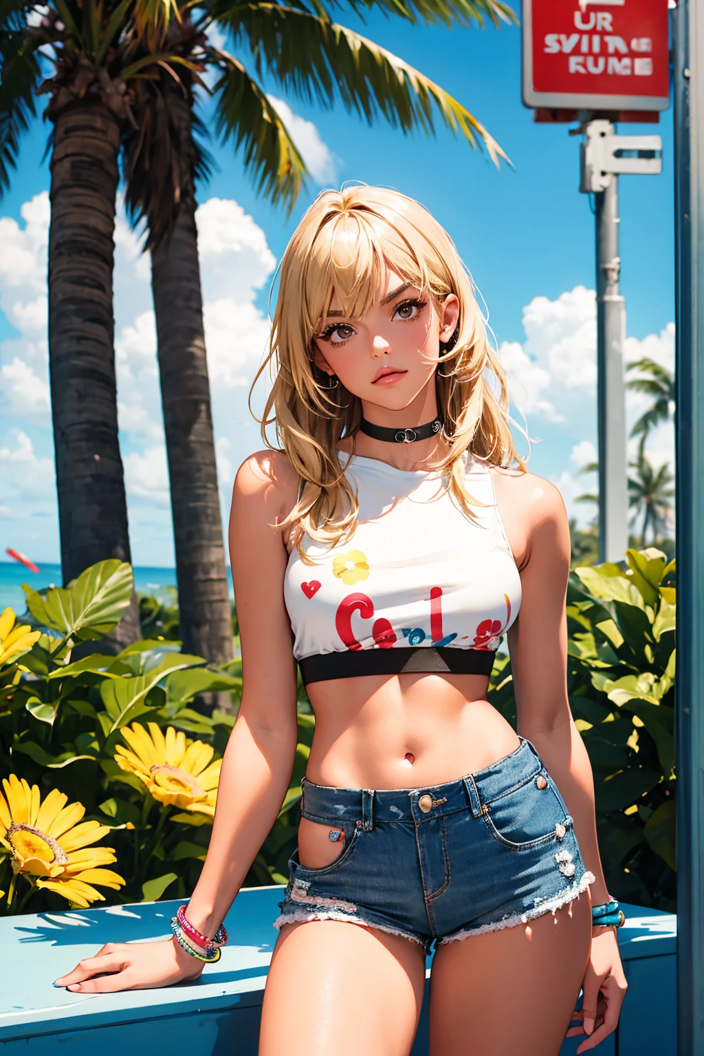 t shirt short half breasts