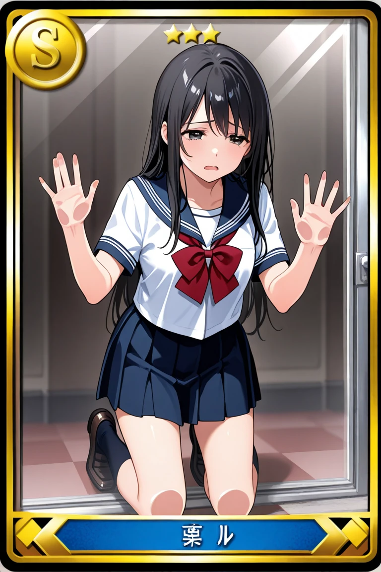 1 girl, Tied up, (Tied up:1.5), (underground室内, underground, torture chamber), (Tie your ankles, Wrist restraint), (blush:1.5), (Are crying:1.1), (Watery eye:1.1), (Struggle:1.5), (blush, Worried, Scared, Watery eye), Junior high school girl, ((Tight clothing, Short sleeve, Sailor suit, mini skirt, No shoes)), Perfect body, Thick thighs, Perfect Face, Beautiful Face, Beautiful Eyes, Detailed eyes, Taunt, whole body, Side view