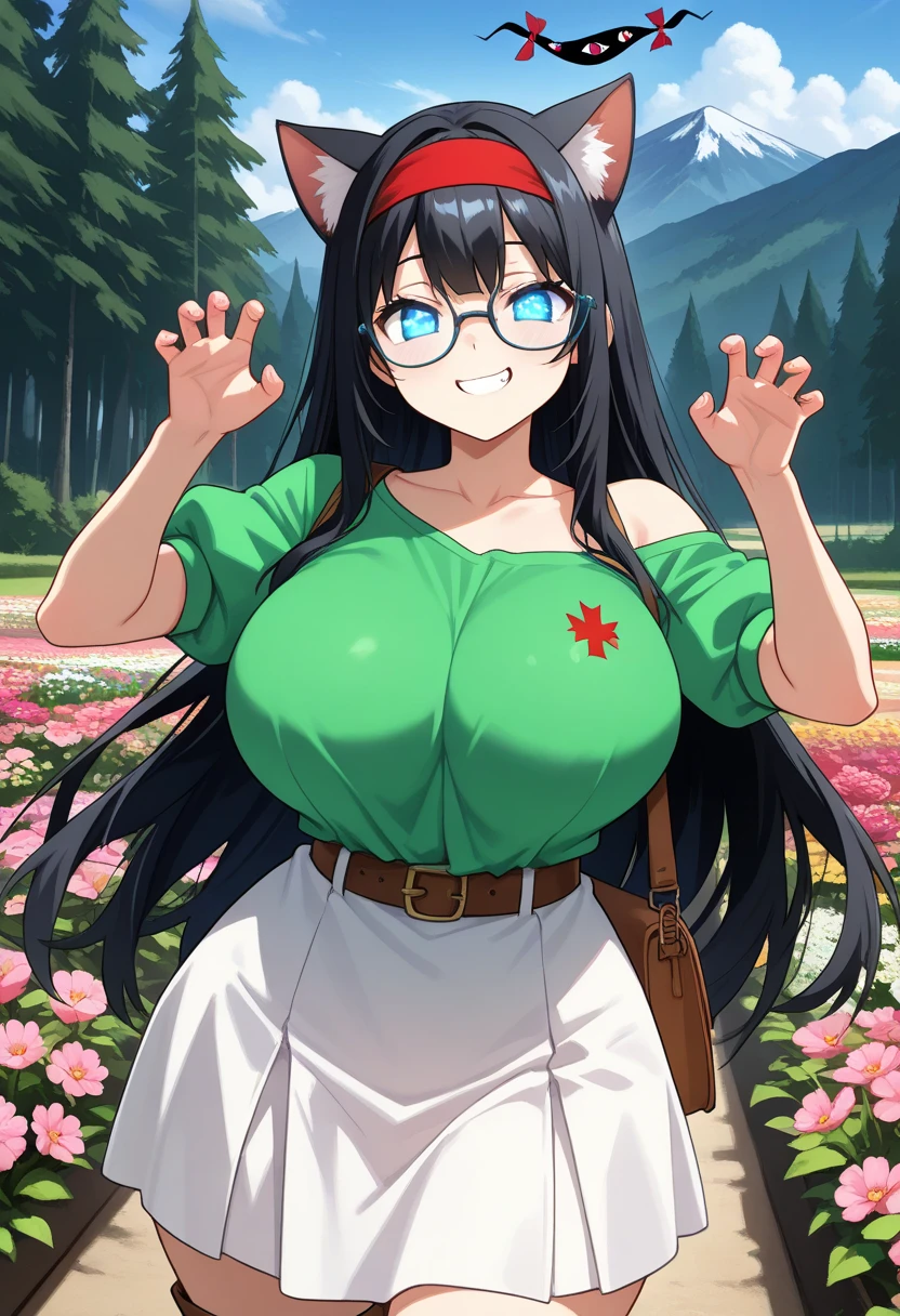 (((4K,8K,Highest quality,Perfect Fingers:1.3,Perfect Anatomy:1.3))),12 years old.woman,((Four fingers and thumb:1.3)),((Perfect human hand:1.3)),((The right number of limbs:1.3)),(alone),futabasakura, futaba sakura, (Black Hair), Glasses, Long Hair,(Blunt bangs:1.1),(Purple eyes:1.1), black Knee socks, Fur trim, fur-trimmed Jacket, green Jacket, Jacket, Off the shoulder, off-shoulder shirt, shirt, t-shirt, Knee socks,((Large sagging breasts)),(((Sweat:1.3))),(blush),super oily,View your viewers,((forest:1.3)),((night:1.3)), Contrasting,Smiling Kindly, Spread your arms, Cowboy Shot, No sleeve,長い乳首の上にNo sleeve,(figure:0.8), (Beautiful attention to detail:1.3), Highly detailed face, Highly detailed CG, young,Thigh gap,(I want to pee),(Wet crotch),(((Detailed Background:1.3))),