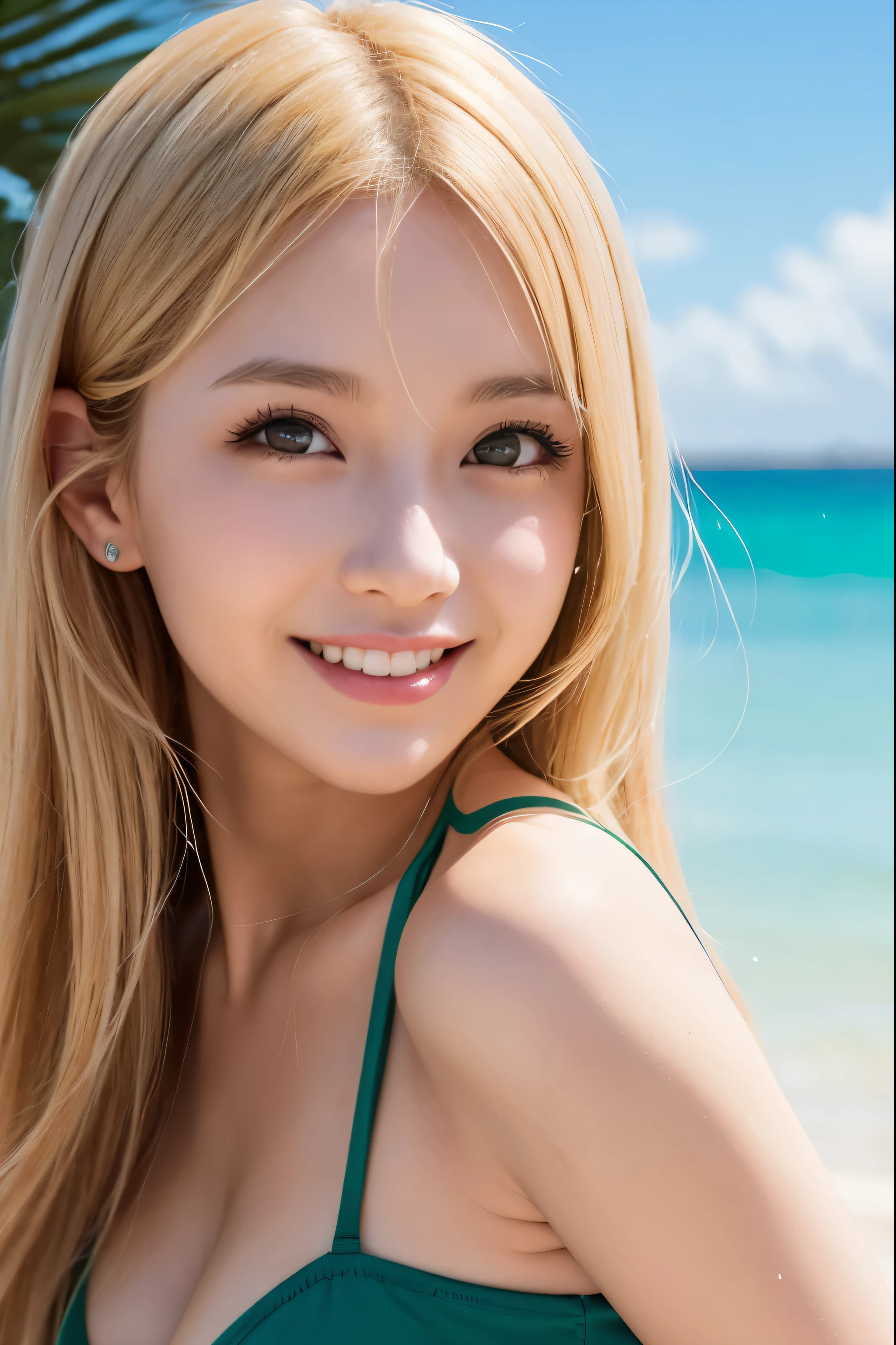 (Perfect Detail:1.5),(High definition CGUnity 8k wallpaper), (masterpiece:1.5), (top-quality), (Best Detail), (Best Illustration), (Best Shadow), (Realism:1.5), lensflare, depth of fields, Hard Focus, film grains, (masterpiece), (Top image quality), (ultra-detailliert),(one japanese unbelievably pretty prostitute gal like a japanese idol girl:1.5), (very tanned beautiful high gloss skin:1.6), (perfect face), beautiful oval face, beautiful lips, (beautiful happy smile, cute cheerful facial expression:1.5), (beautiful bright drooping big eyes:1.5), (flowing ash blonde hair:1.5), (perfect anatomy), (athletic body), (sexy),(lie down sexy sensual pose:1.9), (|tropical pattern| sensual sexy quite revealing a lot of exposure fashionable colorful unbelievably Extremely small mycro bikini:1.5), (selfie photograph:1.2), (shiny sun lighting beach background:1.5), realistic,(soft large breasts,abs, unbelievably slender waistline,Slim and short body, thin thighs:1.5),(perfect anatomia、Correct anatomy、perfectly proportions、Perfect details of a symmetrical face 、Hands in perfect detail、perfectly detailed legs、Perfect Detail Fingers、 perfectly detailed arms 、perfectly detailed mouth、Lips with perfect symmetrical details:1.9),