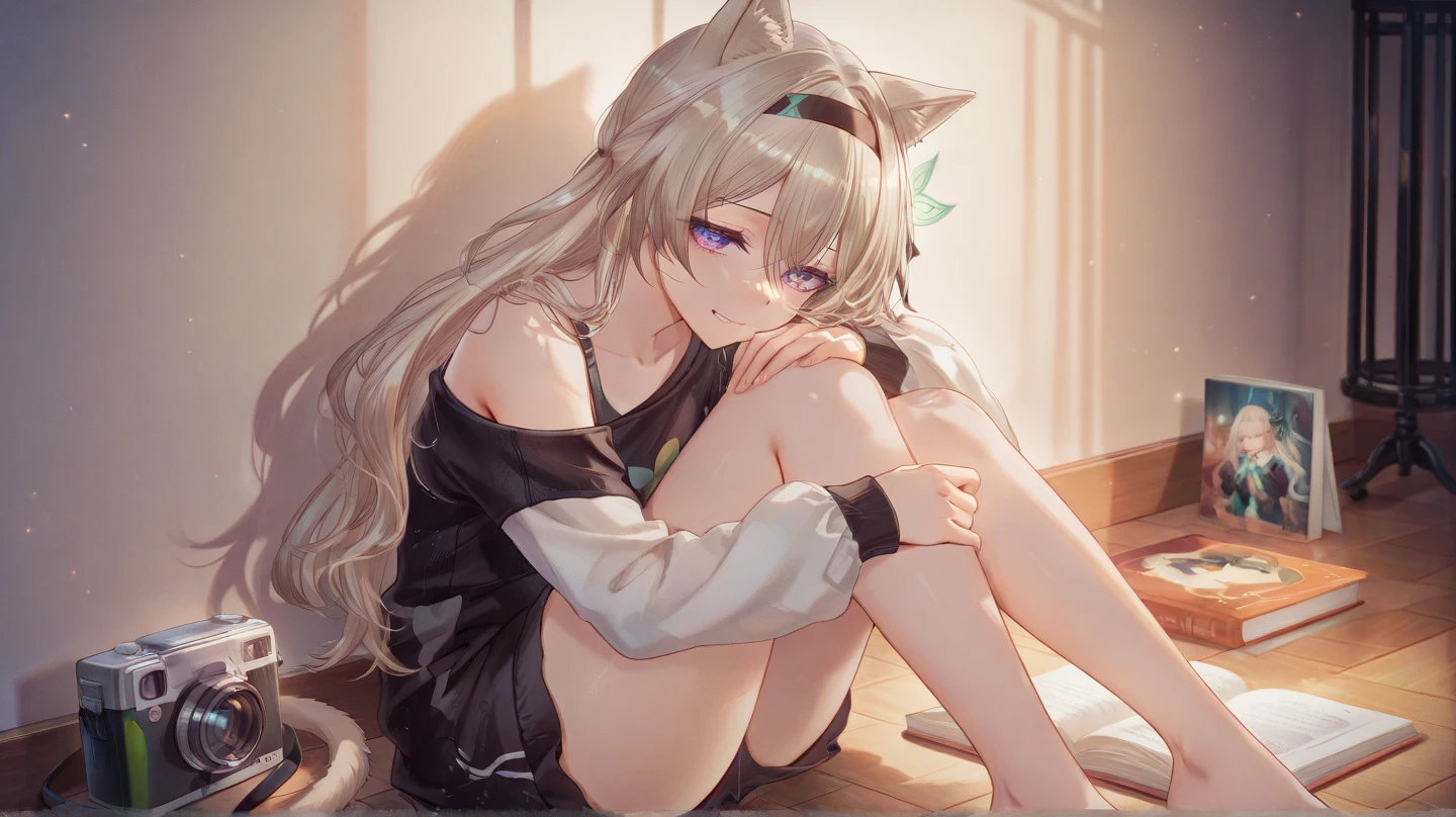 loli, solo, height 1.2 meters, medium hair, (white hair, (alternate hair color:1.331), black hair:1.2), (sleepy:1.2), (rubbing eyes:1.3), light blush, (kigurumi:1.331), flat chest, bedroom, sitting on the bed