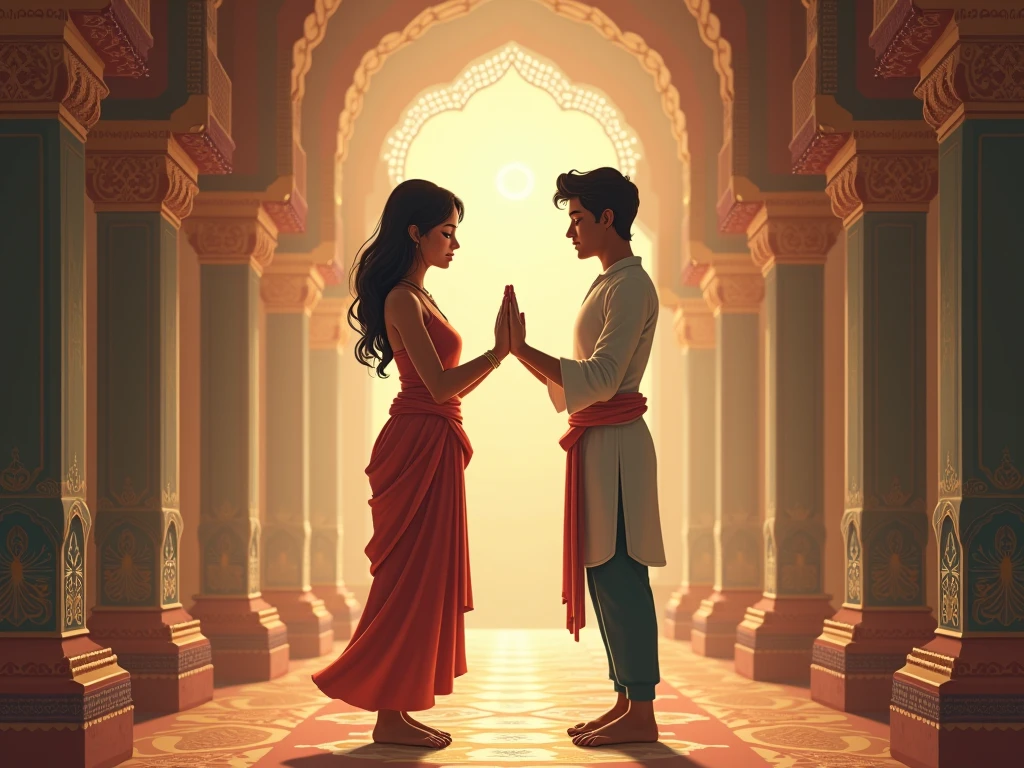 Boy propose girl background mandir.