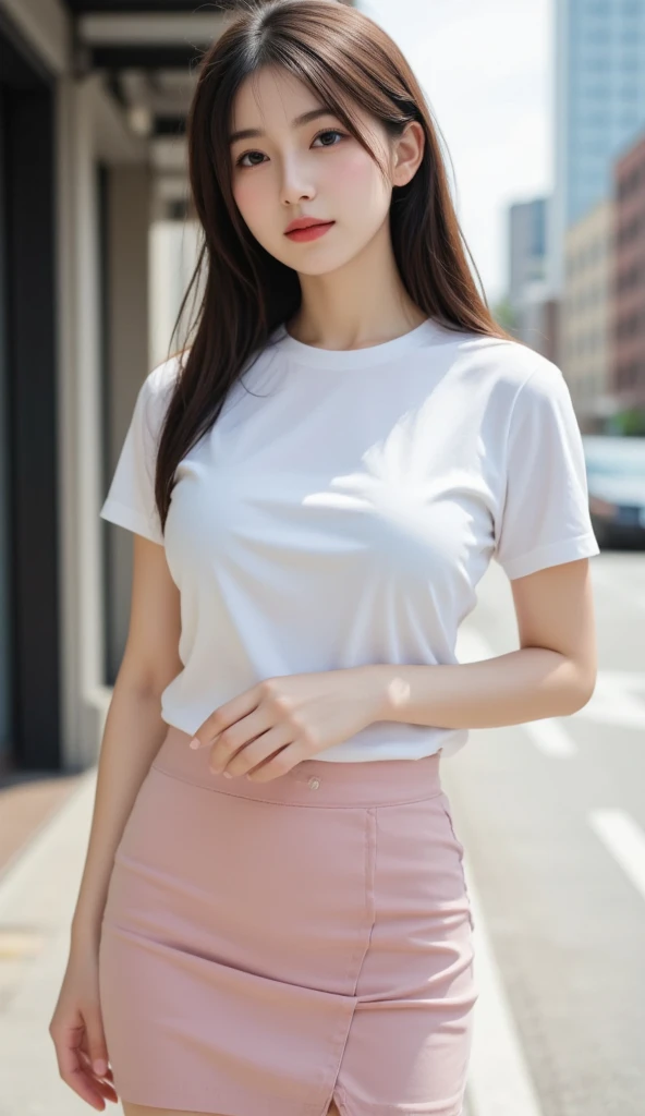 Mature Young,White T-shirt，黒いレースのLong skirt,Long skirt，very cute,indoor，whole body,Beautiful and soft skin、Perfect Face、Perfect Face,Gorgeous long brown hair,8K resolution,Ultra-realistic,Very detailed,high quality,Fashionable erotic beautiful immature woman ,(Look at the viewers)
