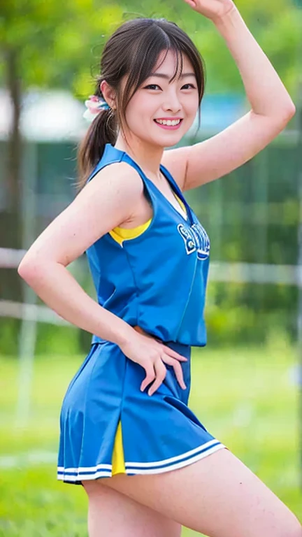a healthy and sporty Japanese girl, athletic slender body,anime style, vibrant colors, action lines, detailed, trending on Instagram,smile