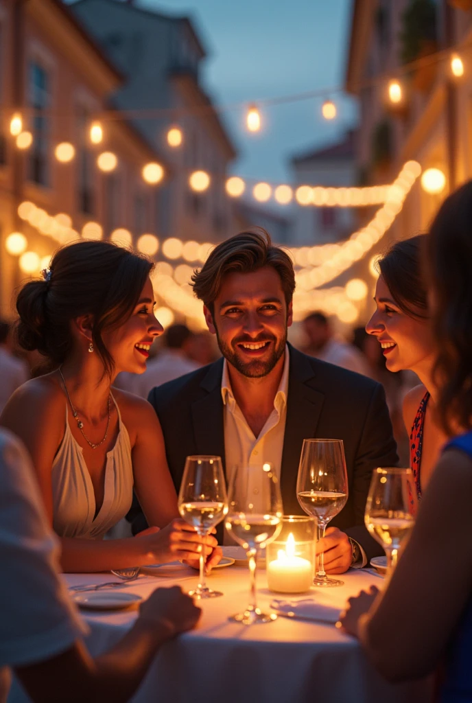 Men women alcohol bar food