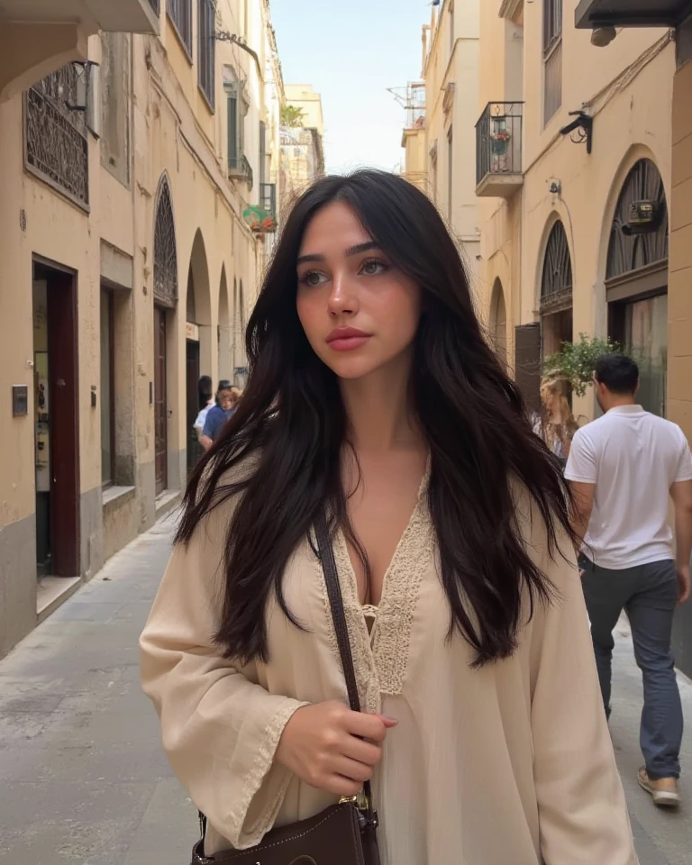 très belle brune marocaine qui mange à la place jemaa el fna