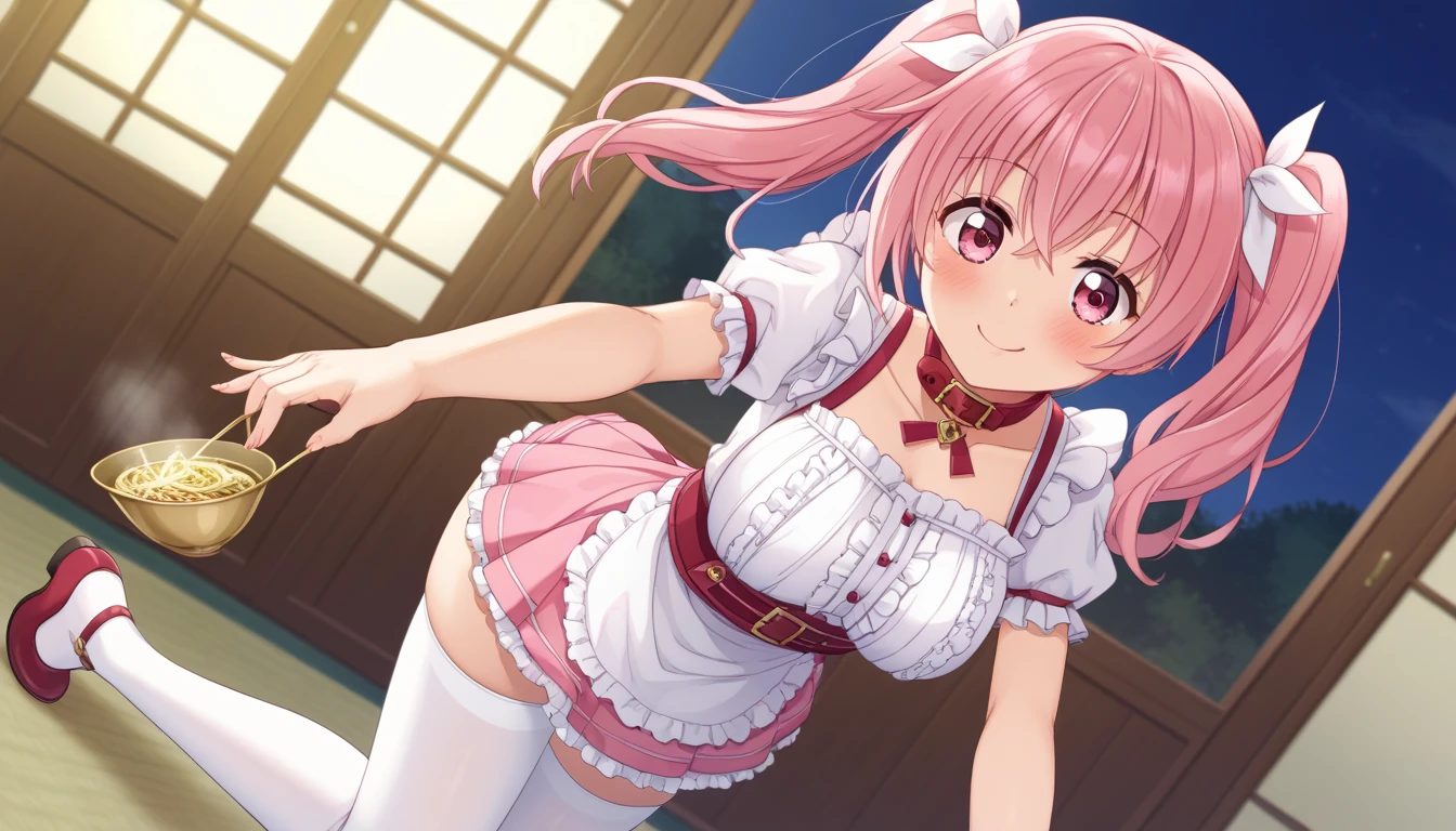 NSFW,((1 man and 1 woman,having sex)),crawl on all fours,Piledriver,legs up,small breasts,blonde,hair above one eye,ponytail,pink eyes,open mouth smile,tights, ((magical girl costume)),Detached sleeves,beret,ribbon,Striped socks,(masterpiece,Highest image quality,best quality)