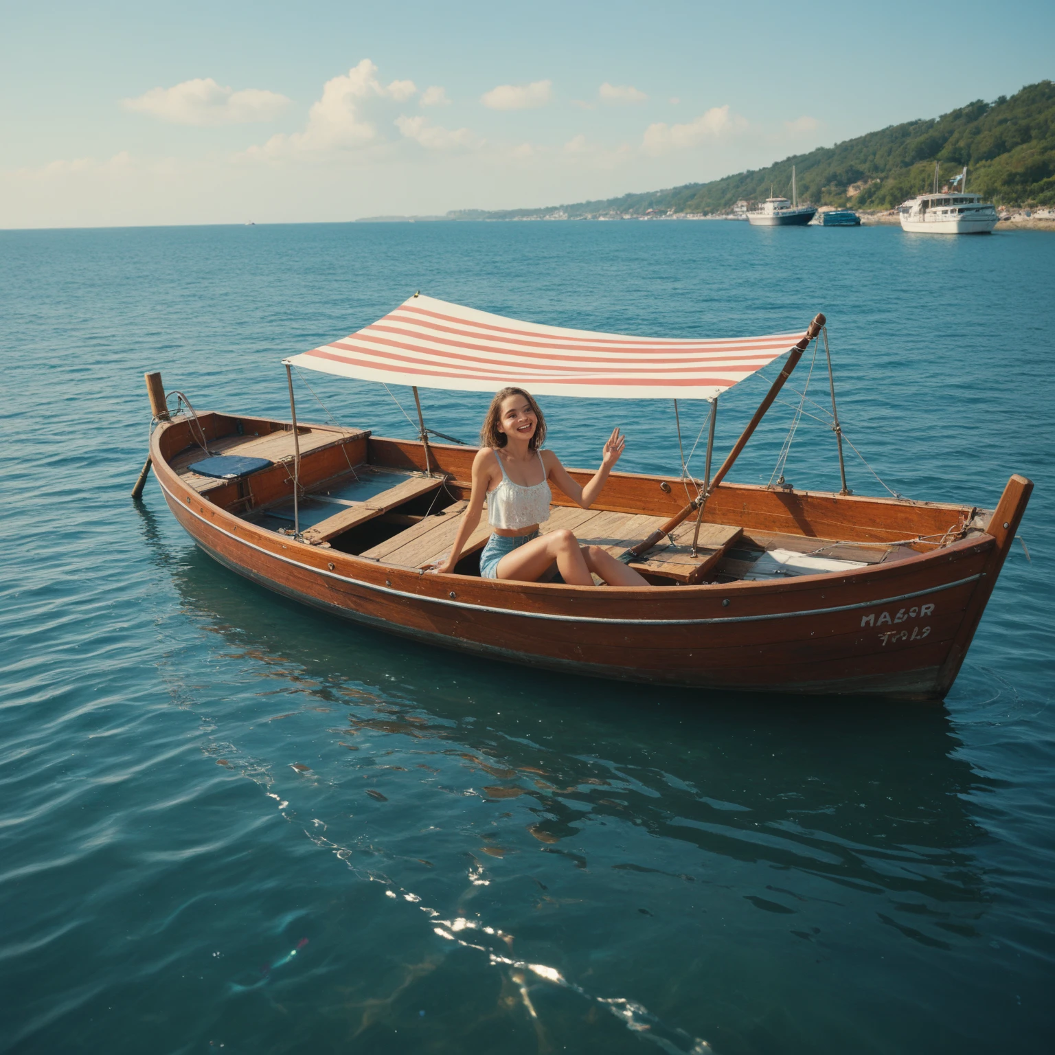 a woman in a boat aquatic <lora:Life_Aquatic_v1-000085:0.9>