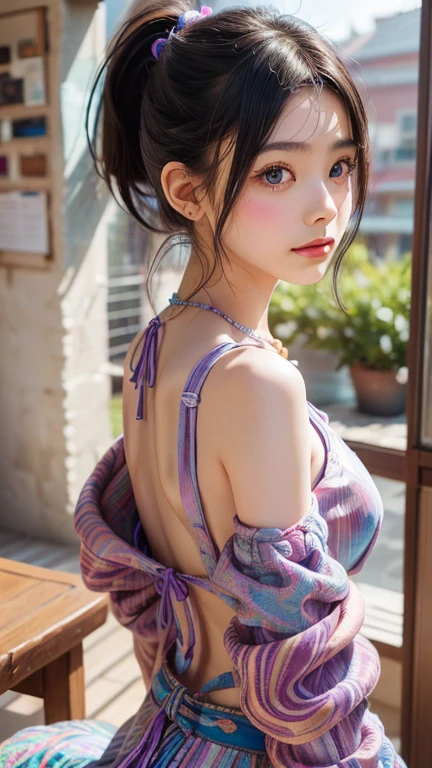 8K, Ultra-high resolution, Highest quality, masterpiece, 三分割法によるphotograph,Surreal, photograph, 1 Girl, (:1.3), pretty girl, Cute face, 細部まin美しい目, In detail,masterpiece,, One Girl:1.2, Japan Female Announcer, ((Highest quality, 8K, Tabletop: 1.3)),{{Tabletop}},figure,Highest quality,the Extremely Detailed CG Unity 8K Wallpapers,One Girl_一人in,full_body,from_Downに,look up_in_Audience,look up_Down,(White Pantyhose:1.3),(No shoes:1.3),bed,Purple hair,Twin tails,露出したDown着,window,hair_ribbon,Strong Rim Light,Camel Toe,