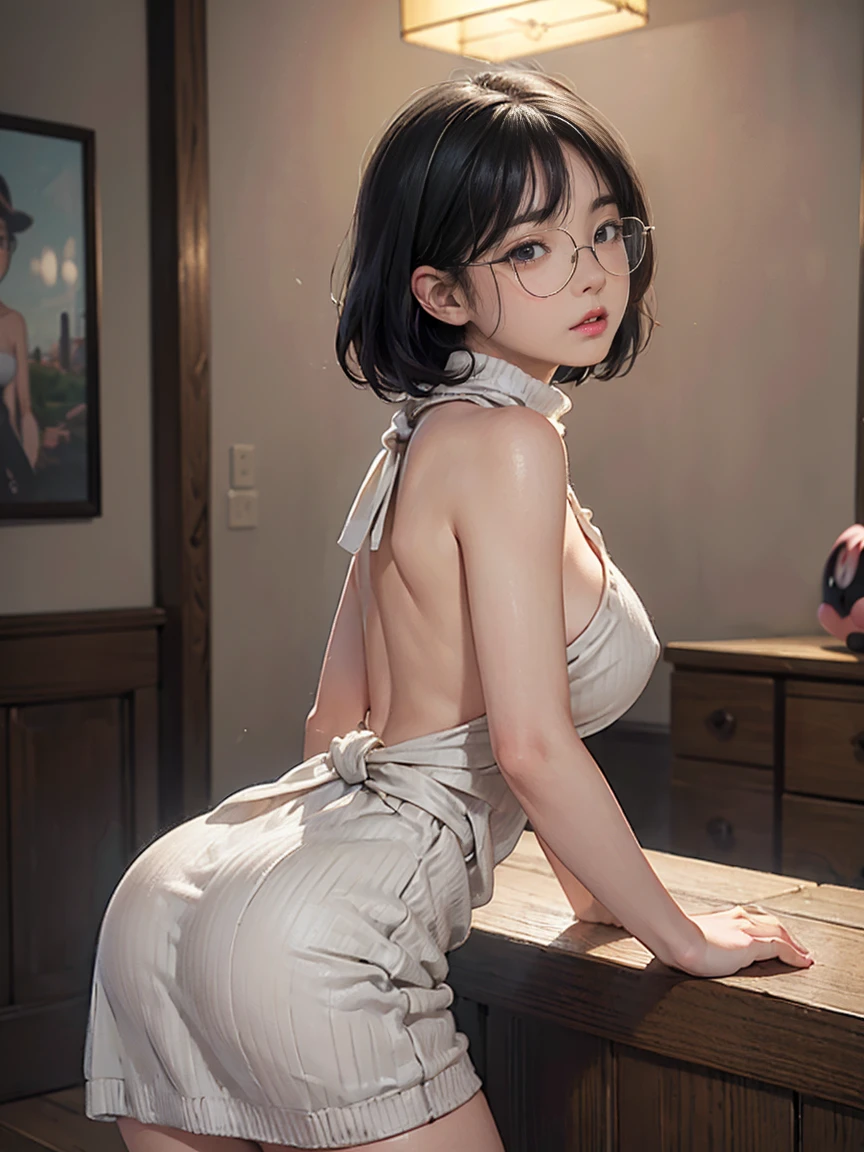 (masterpiece, Highest quality:1.4), (beautiful, beautiful, perfection, delicate, Complex:1.2), (Depth of written border:1.2),
(nsfw:1, 5), (One woman and one boy, cupple, The boy is standing in front of the woman sitting on the floor, Grab your head), (Woman kneeling in front of man:1.3), (Woman tilting her head up), Woman staring, ((1 woman, (cute, Adorable), perfection female form, prfection face, Glossy pink lips, Expressive eyes, eye shadow, eyeliner, light brown colored hair, Short Hair, Glasses, Huge natural , Narrow waist, abdomen, belly button,xy look:1, (sexy white orn open shirt), Shiny skin, (sexy black ornatenties), (sexy blace stockings(sexy black ornate garter belt)igh heels)), (View from thigh height), (female teacher), (Obedient Words), (boy wearing student uniform), The boy is 16 years old, (She sucks a guyShe is excited), cu mouth, School, cloom, from side