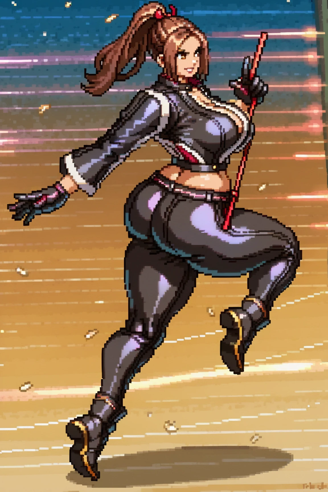 The woman, by the wide, long hair, black fur, black hair, fringe, pale, Pale skin, ((black eyes, black eyes)), scantily clad, black clothes, black clothes, Waders, hig boots, gloves, gloves, Cathedral, evening, fantasy
