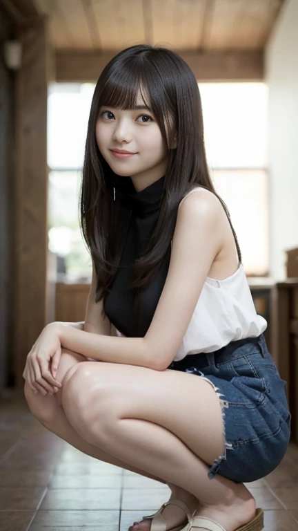 (masterpiece, Highest quality:1.2), 8K,Skinny 12 year old naked girl, 85mm,Official AR RAW Photos, スーパースリムなスレンダーbeautiful girl, (Navy blue short skirt、上Half Bodyフルヌード、Show me your ears、Naked girls photoshoot、vagina,Cute face, close, Half Body, Biolace, Gardenia, beautiful girl, 上Half Bodyフルヌード, Thighs, Looking at the audience, No makeup, (Big smile), Film Grain, chromatic aberration, Sharp focus, Face Light, Bright lighting, 10 generations, Detailed face, , (Forcing you to sit with your legs apart)、、Narrow waist、Spanking