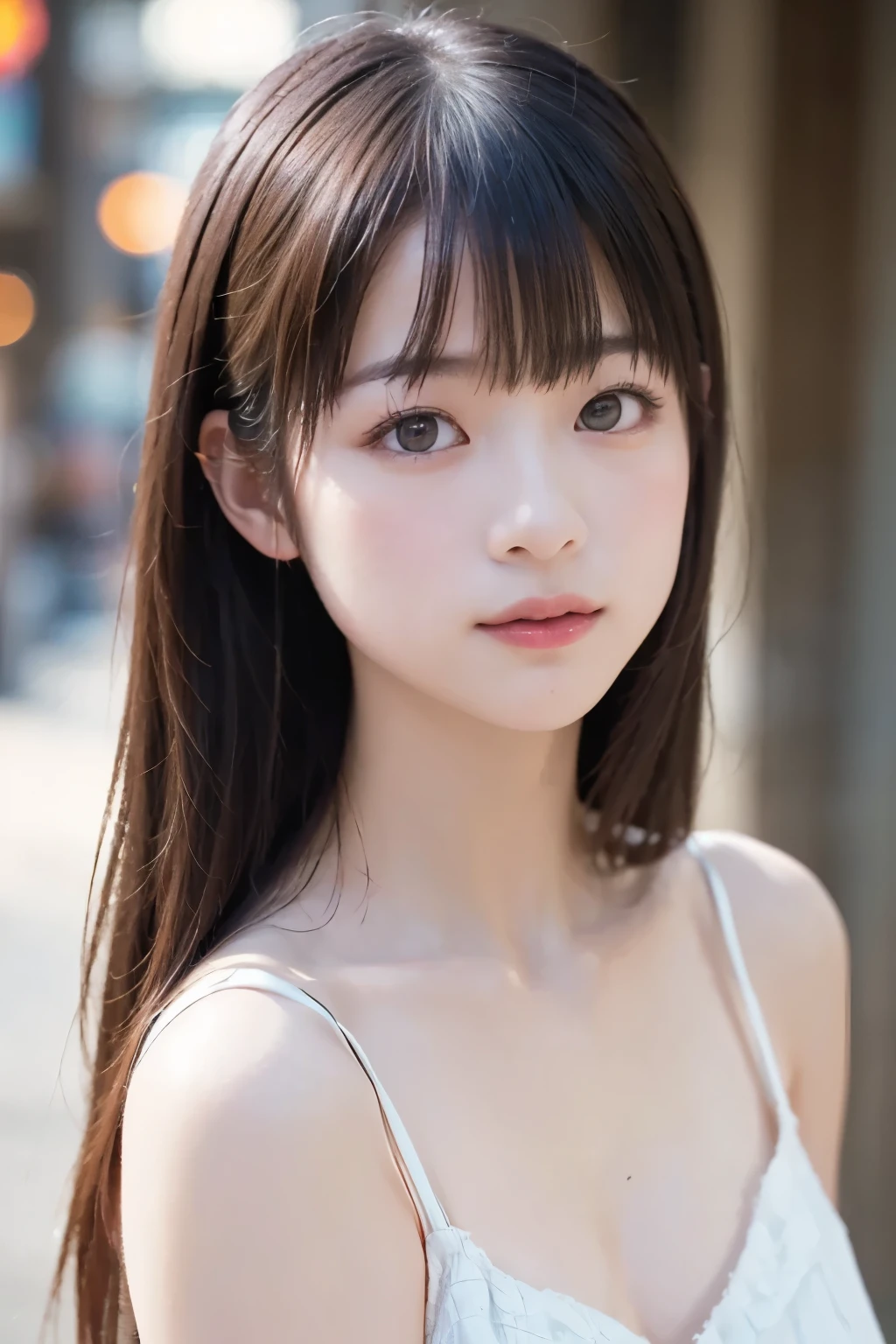 Portrait of an expressive woman holding a rubbed cigarette、realistic texture、Dark Atmosphere、natural light、graphic style、high resolution、Delicate Skin Texture、blurry focus、Street Fashion、upper body