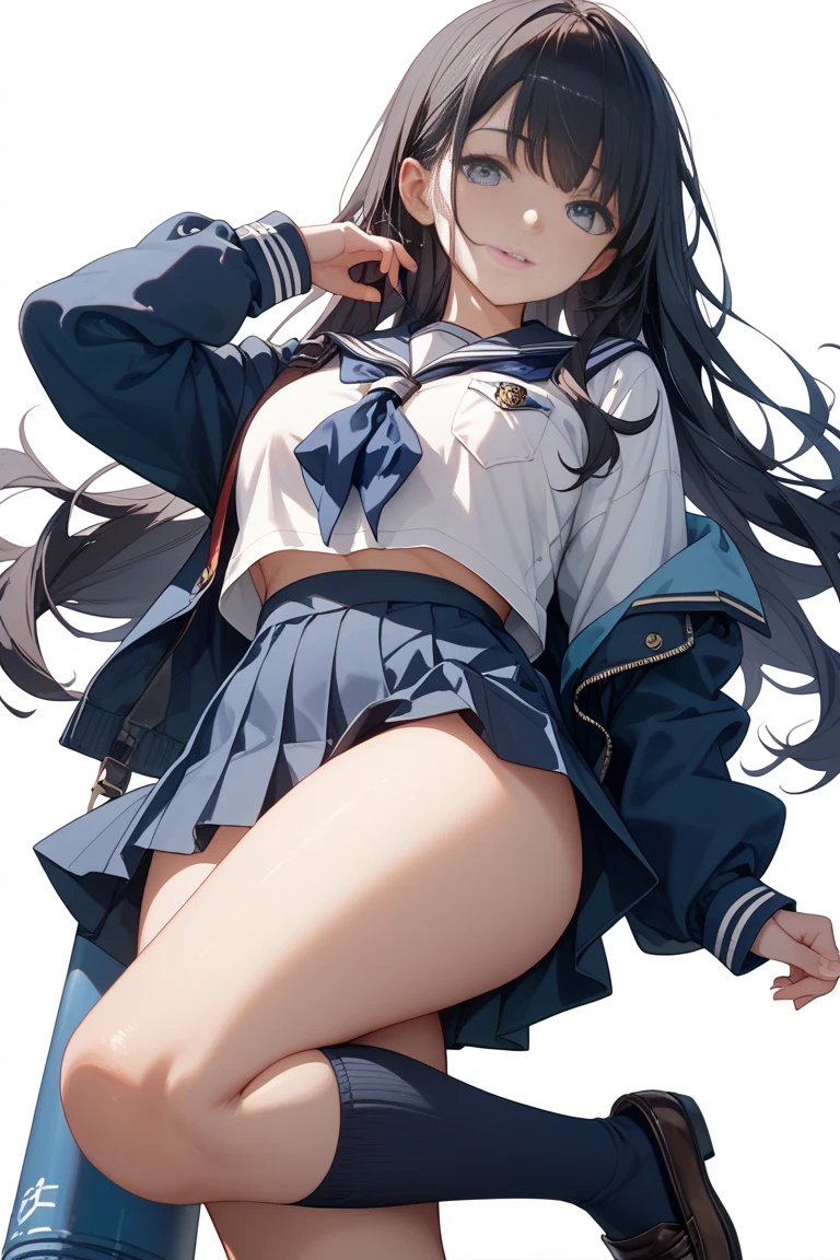 "(perfect masterpiece:1.2), (highest quality:1.2), stunning face, compensate, long and luxurious eyelashes, lip whole, irresistible charisma.",(()),(((twin tails))),raised his arms,NSFW,(((Chubby))),((((school uniform))),hair clip,wallpaper,(((black hair))),very long bangs,hair between eyes,((Are fat)),((blue skirt)),have a school bag,black long socks,smile,((((tanned skin)))),blue eyes,((panties))