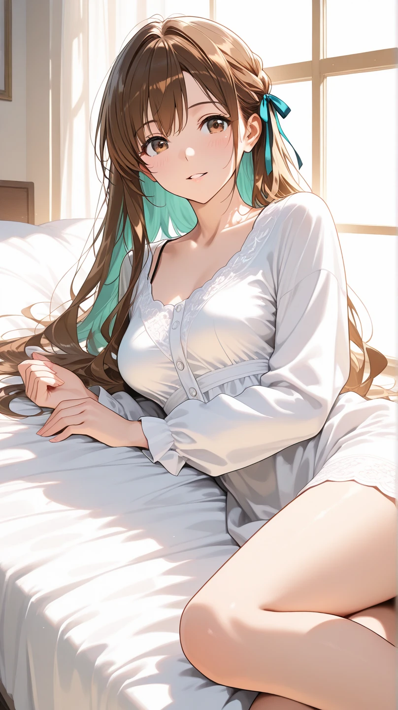 a girl named Orsolya, whose name means "and do it", It is a figure of sweetness and tenderness. With light brown hair that falls in soft waves and bright green eyes full of curiosity and affection., His face radiates a comforting warmth.. Her fair skin and soft tone highlight her natural charm.. Prefers to dress in comfortable but flirty clothes, soft colors and details that reflect your friendly personality. With a contagious smile and tender gestures, Orsolya is someone who is always ready to offer a comforting hug and a listening ear.