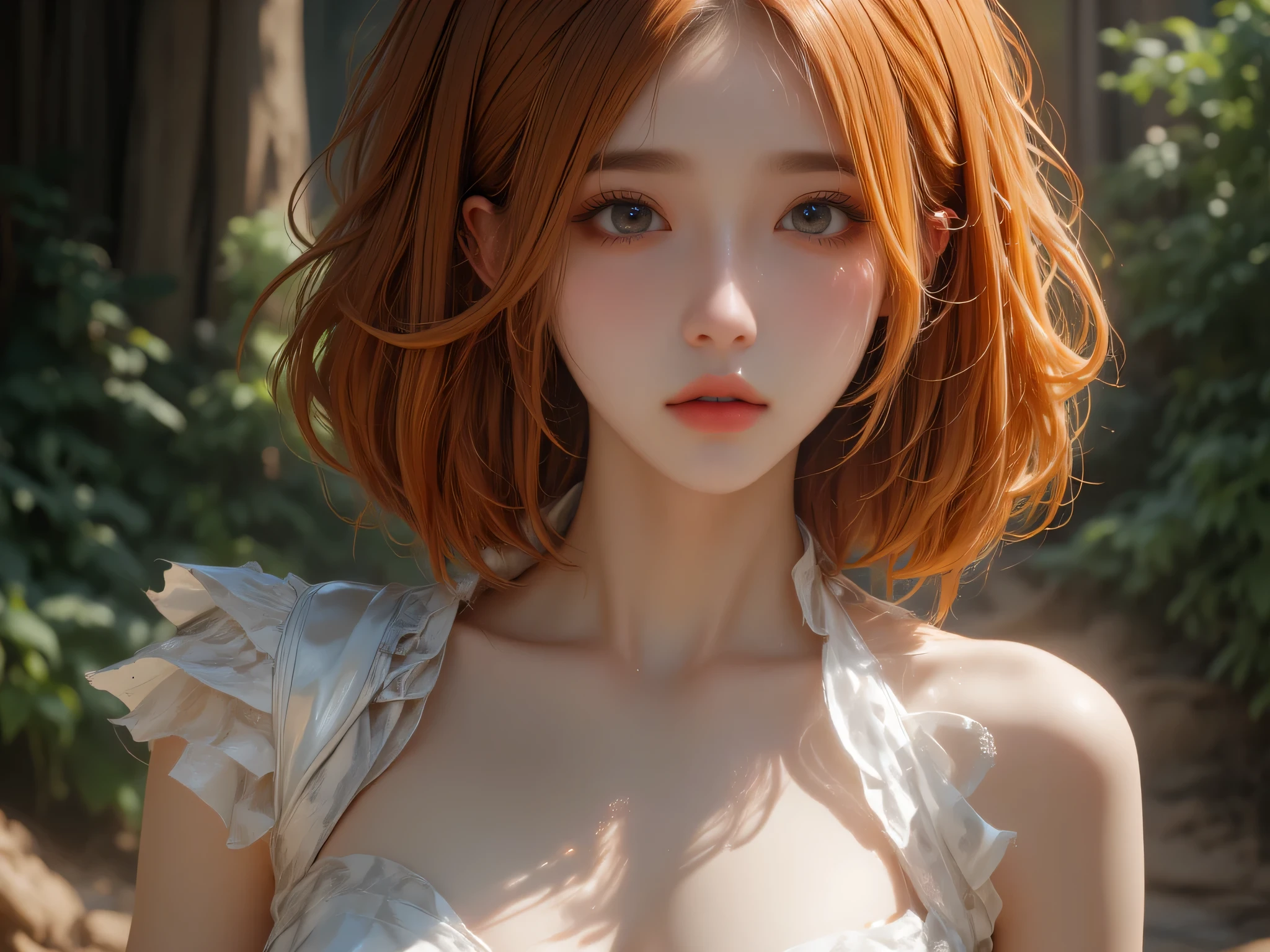 ((oil painting style: 1.1), best quality, detailed face, full figure, a half-hybrid girl with a cat, her ears resemble those of a tiger and her tail is reminiscent of a cat, the rest of her body exhibits human traits, she boasts beautiful, vibrant red hair, a beautiful and expressive human face, intricately painted features capturing every detail, her attire is not specified in the prompt).