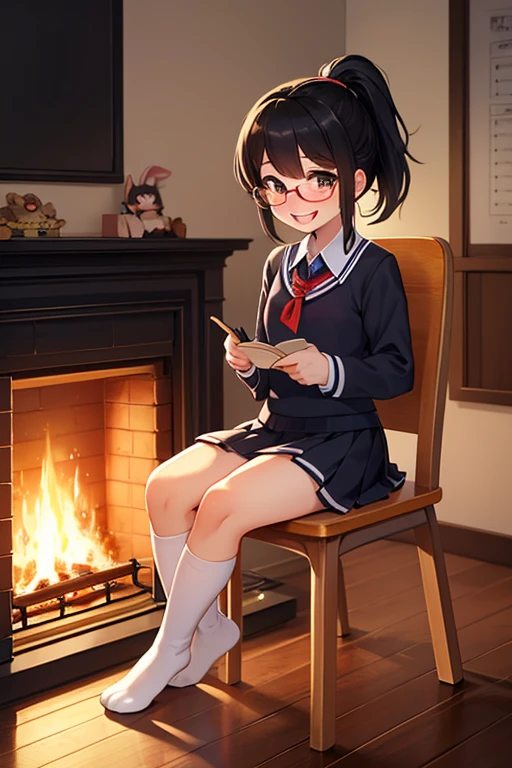 ((masterpiece)), (best quality), official art, extremely detailed CG, unity 8k wallpaper, ultra detailed, highly detailed, photorealistic, realistic photo, 1girl, rin shibuya, black hair, (green eyes:1.5), long hair,school uniform, white shirt, collared shirt, long sleeves, green necktie, striped necktie, miniskirt, black skirt, pleated skirt, barefoot, 
<lora:rinshibuyatest:1>, (snowing:1.2), (wind:1.2), 
Frosty windowpanes framed by a warm fire as background, ,