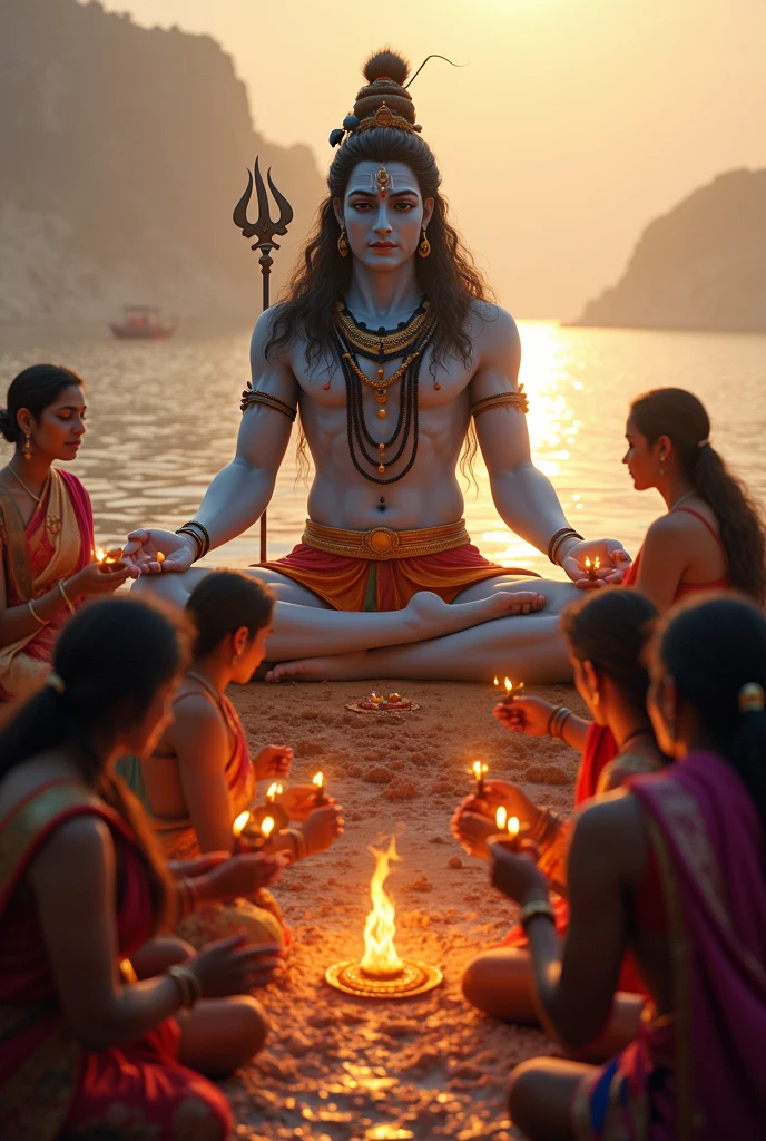 Lord siva ,lord Parvati devi, lord mahavishnu, lord Lakshmi devi ,lord Hanuman's, lord Sree Raman all o them sitting in an open boat in a river. Rever name is mentioned MANIMALA RIVER in a green sign board.