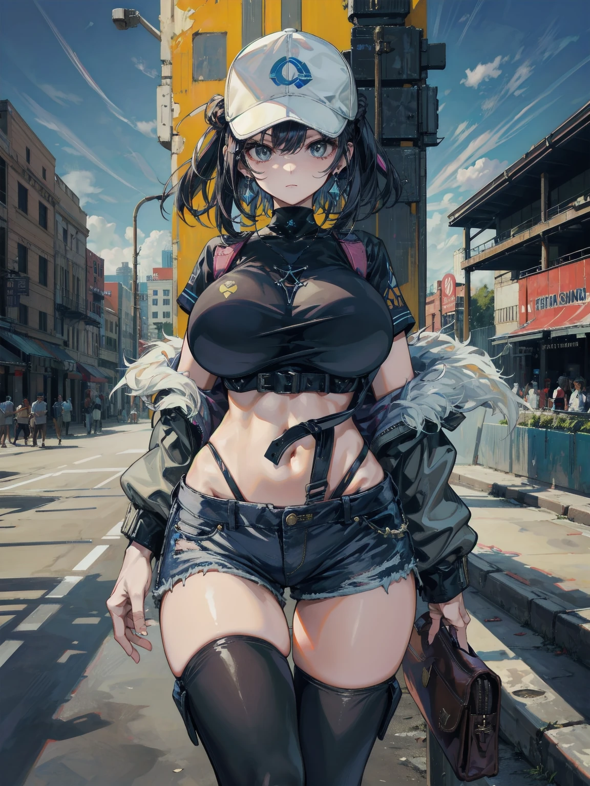 (Best Quality、8K、nffsw:1.2)、(cute Japanese girls)、((Ultra detailed backgrounds、delicate patterns、Best intricate and detailed quality、very vey very detailed face、extremely detailed eye and face、Very detailed eyes))、(Huge breasts:1.4)、(full bodyesbian)、(bunnysuit)、(Eight-headed body)、Voluptuous thighs、toned waist、O cabelo multicolorido、dignified expression、Looking at the camera、a look of contempt、She is looking down at me、Confident、pin heels、fishnet tights、