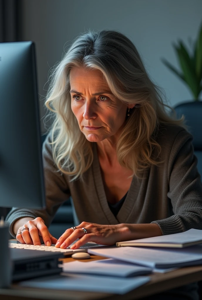 create image of 50 year old woman on laptop