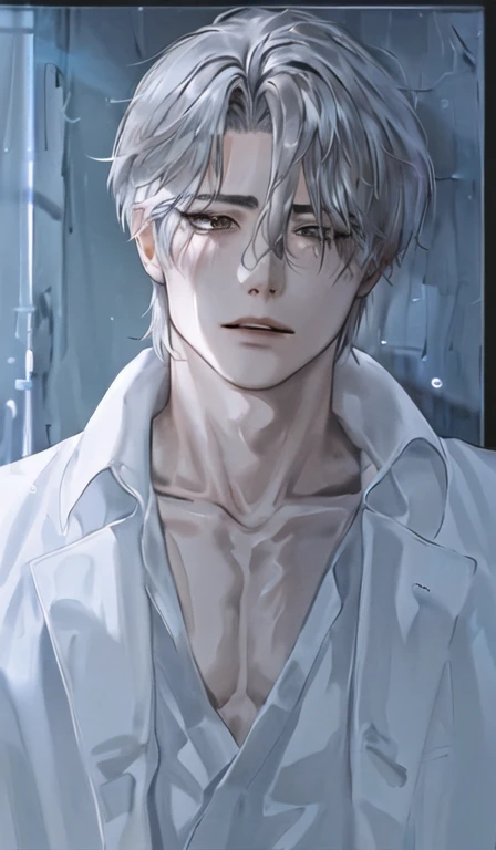1boy, adult, handsome, perfect face, detailed eyes and face, clean shaved, muscular, capturing a rural atmosphere, dynamic lighting, unreal engine 5, hd picture, satoru gojo, white hair, short hair ,hair between eyes ,blue eyes