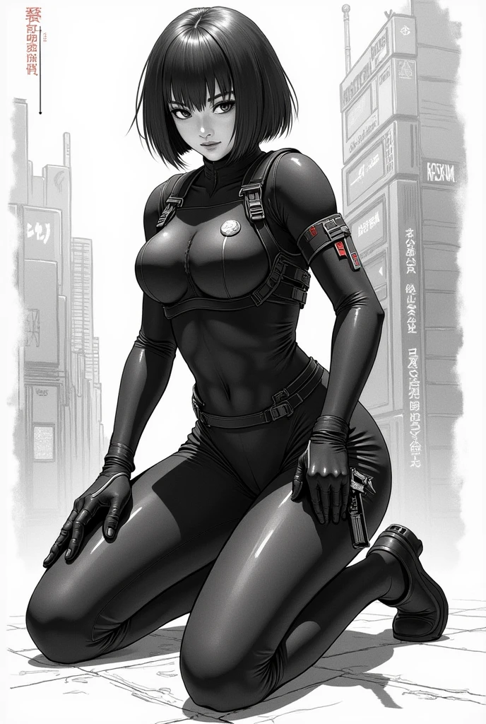 character concept art, cute pose, kawai, 1girl, fair skin, Yusuke Murata art style, girl alone, short hair, black hair, blue eyes, anime girl with tattoos on right arm, anime digital art, beautiful anime girl, female anime girl, anime art, muscular!, big oppai, Ilya Kuvshinov, anime badass 8k, anime art, cuberpunk hair, very attractive, gothic, blue vampire eyes, beautiful face, smiling, short black hair, perfect body, fit body, abdomen, big breasts, chubby butt, prancing ass, prancing butt, gothic clothes, cyberpunk clothes, vampire clothes, muscular, simple background with the moon, pale skin, vampire, face with cute expression, sensual body,