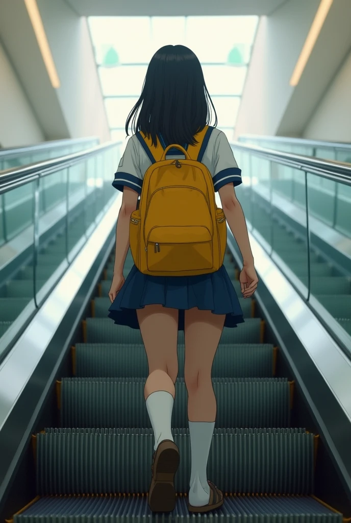 Highest quality　Japanese　Cute high school girl　uniform　mini skirt　Going down the stairs at the station from above　Beauty　Angle from the bottom of the stairs　Real People　