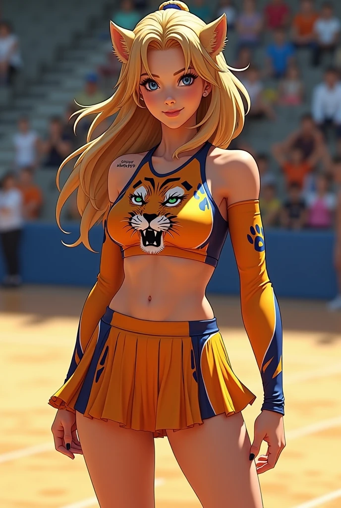 Make a volleyball uniform like lion cheerleaders
