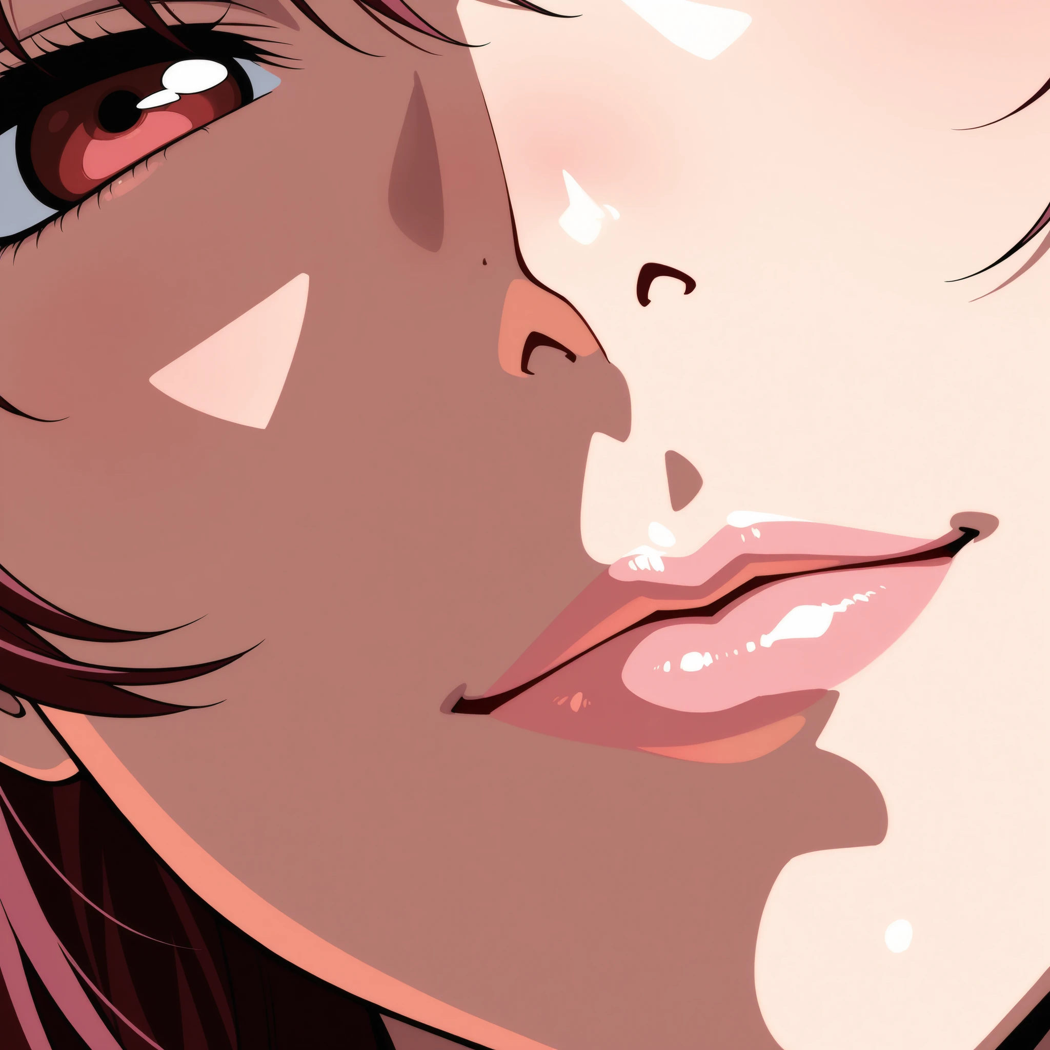 Plain cute pink closed lips in anime style, lips extreme closeup, faint smile, show lips only.