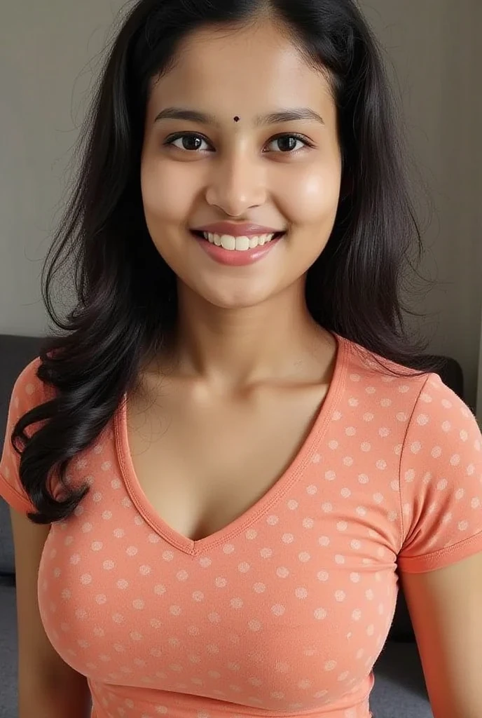 beautiful cute young attractive indian age girl, village girl, 18 years old, cute, Instagram model, long black_hair, colorful hair, indian, big breasts with bra, little smiling, smooth face very realistic