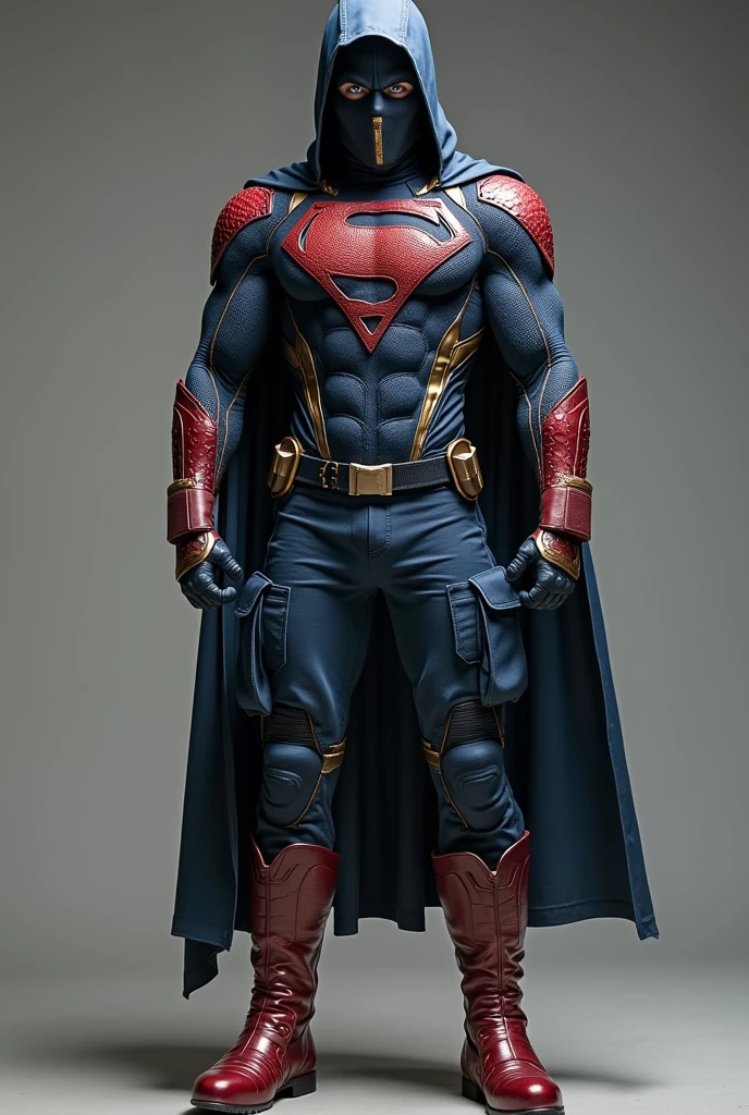 (8k),(masterpiece),(Japanese),(8-year-old boy),((innocent look)),((Childish)),From the front,smile,cute,Innocent,Kind eyes,Flat chest,blue helmet,red domino mask, red cape, Superman, short,Black Hair,Strong wind,night,dark, Neon light cyberpunk Tokyo city, allultraman,camisa,in the style of jack kirby