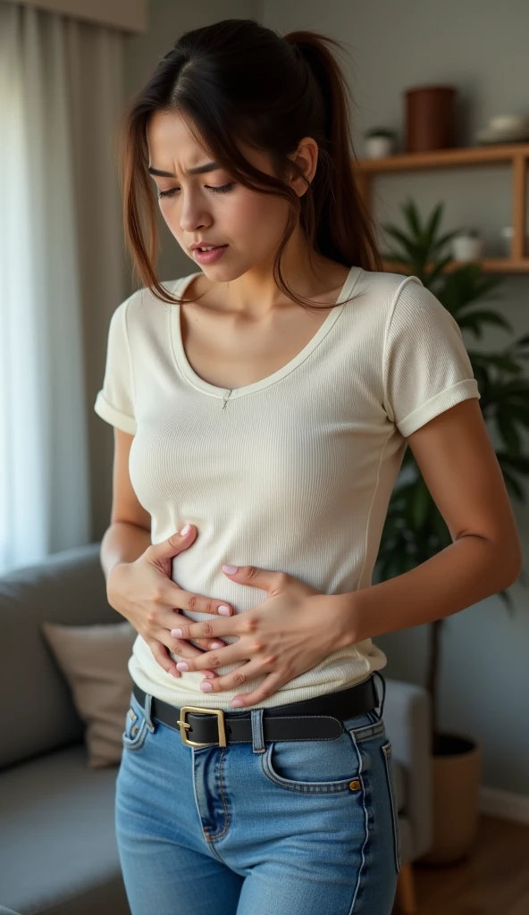 Korean woman with diarrhea after having a sudden poop