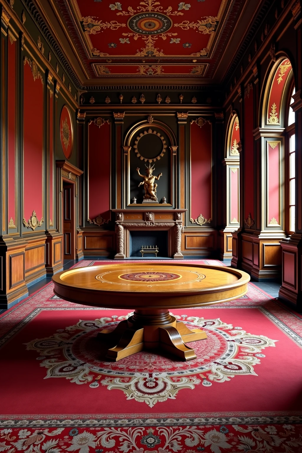 make a Renaissance painting of a centuries-old Greek courtroom with a lush, luxurious feel