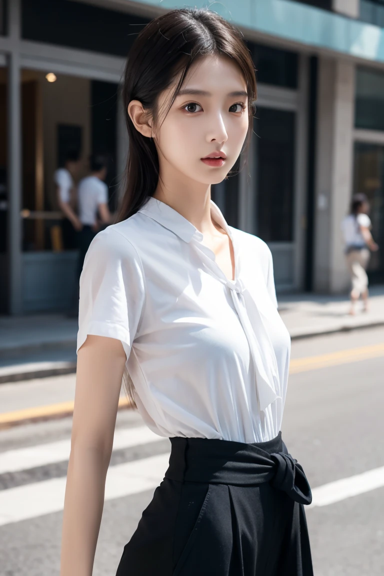 masterpiece, masterpiece, best quality, best quality, real, unity, 8k wallpaper, official art, highly detailed cg unity 8k wallpaper, ulzzang-6500, one girl, cute, professional lighting, ((Long black spandex shorts: 1.37)), long hair, uniform, pleated skirt, (Original: 1.2), (Real: 1.4), ultra detailed, high resolution, ultra detailed, amazing, fine details, cinematic lighting, simple costumes, detailed clothing textures, (8k, RAW photos, highest quality, masterpiece: 1.27), (realistic, photorealistic: 1.37), physically based rendering, handsome, masterpiece, highest quality, high resolution,