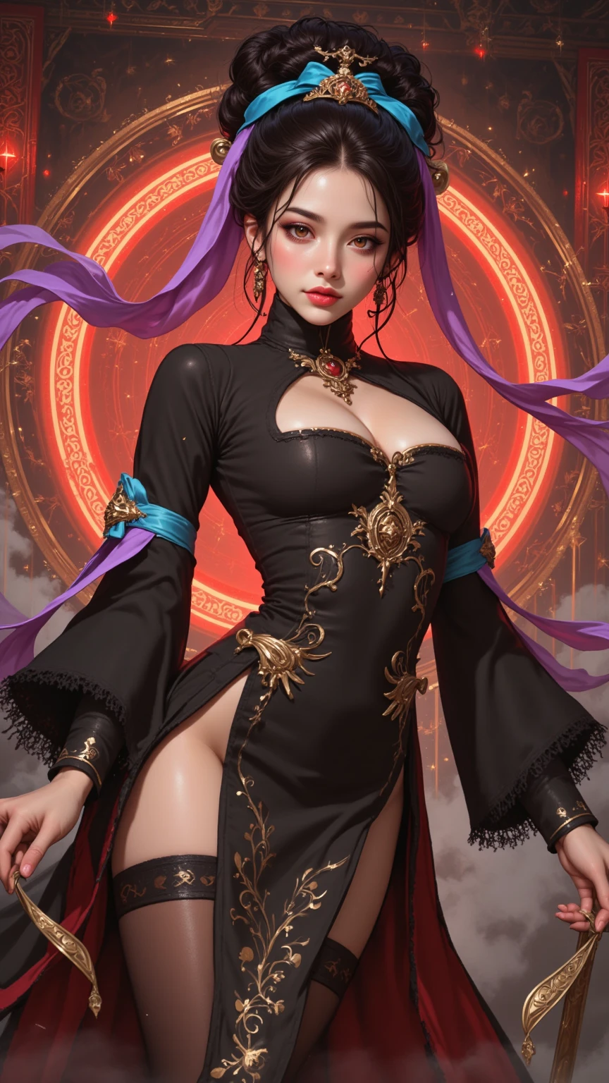 (Beautiful model in Japanese kimono commercial, beautiful straight long black hair), solo, ((face is 80% beauty and elegance, 20% pretty and cute:1.5)), clear eyes, (detailed eyes, light green eyes, bright pupils), Double Eyelids, (sexy lips with a little thickness:1.2), ((super detailed and incredibly high resolution Deep-purple Kimono:1.2)), Highly Detailed Face Texture, striking body shape, curvy and very attractive woman, high-resolution RAW color photo pro photo, BREAK ultra high-resolution textures, High-res body rendering, big eyes, unparalleled masterpiece, incredible high resolution, super detailed, stunning ceramic skin, BREAK ((Facing back to show the pattern of the Kimono:1.5)), ((Wearing a Yohen-Tenmoku kimono that uses a lot of glittering Deep-purple:1.5)), ((The main color is Deep-purple and the Yohen-Tenmoku Kimono has very colorful embroidery:1.2)), (Half-collar and Obi are White) ,(elaborately made classical Japanese Yohen-Tenmoku Kimono), ((The embroidery pattern is a Yohen Tenmoku pattern reminiscent of outer space):1.2), ((elaborately and elegantly decorated Deep-purple Kimono)), (Taken in front of a round fusuma window in a Japanese-style room)) BREAK ((Best Quality, 8k)), Crisp Focus:1.2, (Layer Cut, Big:1.2), (Beautiful Woman with Perfect Figure:1.4), (Beautiful and elegant rear view:1.3), Slender waist, (Correct hand shape:1.5), (Full body shot | cowboy shot)