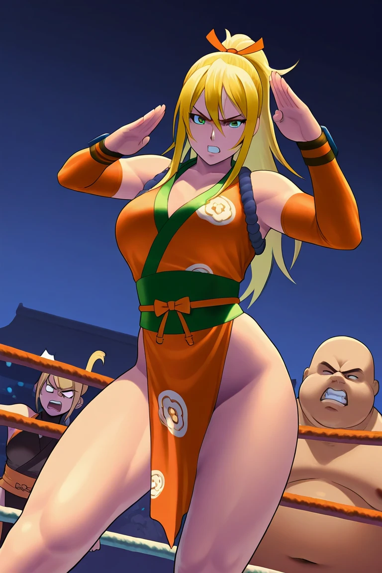 Tsunade in naruto, (solo),(Wait for the Sex pose),(Enticing smiles),(complete naked),A MILF, trending on artstationh, intricate face details,Curvy physique, ((Thick body)),vibrant, 4K, 12k resolution,Forehead
