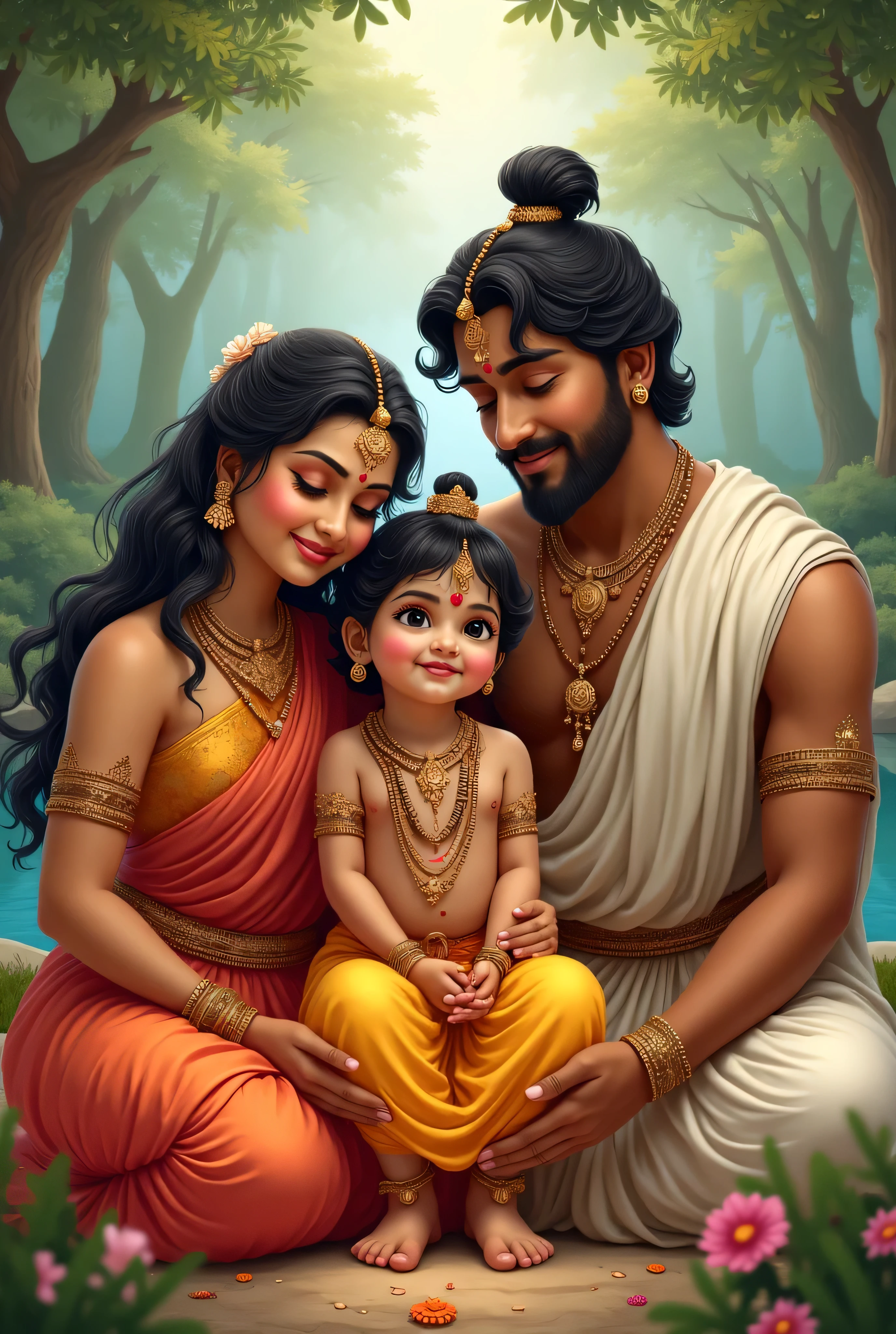 Radha Krishna with a man twenty four years old seat in t shirt Sonu Kumar name on t shirt he see front