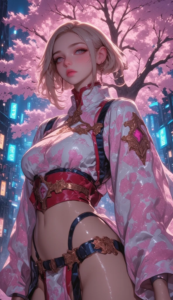 (finely detailed beautiful eyes and detailed face,masterpiece sidelighting,masterpiece,best quality,detailed,high resolution illustration),, (1girl,whole body,bishoujo,lustrous skin,looking down,looking at viewer),, (pink hair,blue eyes,ribbon,hanbok, korean clothes), (clothed_underbust:1.2),underboob,