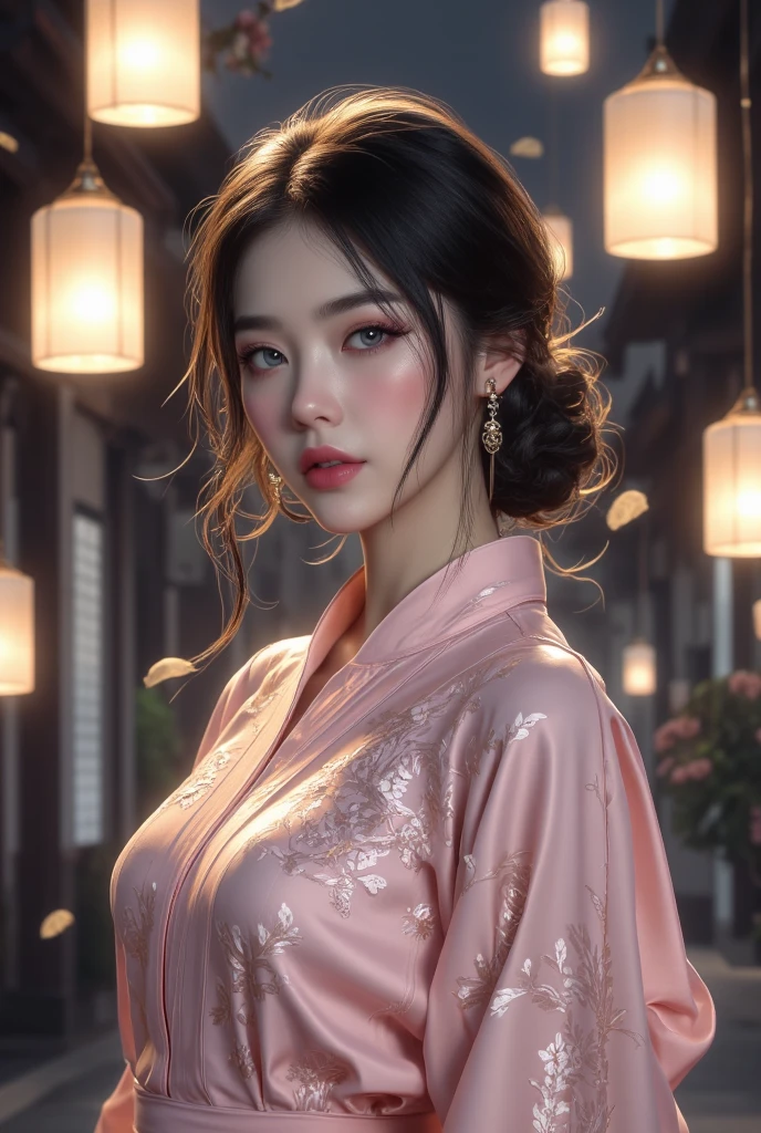 (a stunning pretty asian substitute teacher, 20 years old, ample bust, full butt, dressed in alluring skimpy club (almost unclad) fashion, fishnets, hung over, embarrassed), trying to teach math class, a packed classroom, students are heckling her, detailed face, beautiful detailed eyes, beautiful detailed lips, extremely detailed eyes and face, long eyelashes, realistic, photorealistic, ultra-detailed, 8k, high quality, masterpiece, oil painting, chiaroscuro lighting, dramatic colors, cinematic