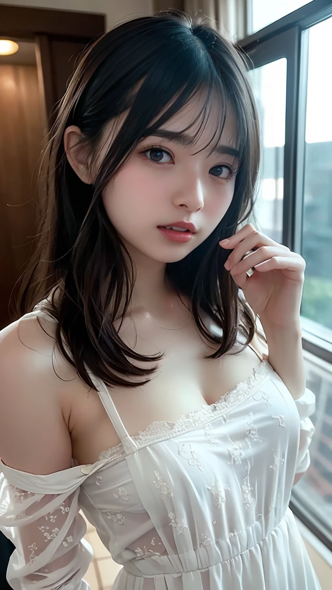 14, Adorable, Japanese Girls,, (Japanese),(),((私nnocent look)),((Childish)),sexy mini dress, (smile:0.9), upper_body, View your viewers, Curly Hair,ponytail, (Keep an Eye on It:1.0), (Very detailed肌), (Highest quality:1.0), (Ultra-high resolution:1.0) ,(Photo Real:1.0), (Very detailed:1.0), (8K, RAW Photos:1.1),