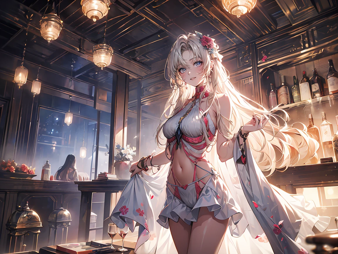Exquisite slender girl (with a perfect, very beautiful face and almond-shaped eyes) (with a southern skin tone and soft lips) (costs (at the control panel)) with tender ((bare breasts) (with the little ones (tender nipples))) ((in a long light skirt on a naked body)) ((costs)) ((barefoot)) ((in a spaceship cabin)) ((on another planet)) ((with electronic bracelets on the arm and ankle)) (with musical instruments) ((with exposed small breasts and slender waist)); (cozy spaceship cabin); (old instruments and equipment), (((telescope и оборудование обсерватории))), ((Looks at (telescope))); (((precious jewelry on the chest and wrists and ankles))); ((dawn morning summer gentle golden light)), ((pastel soft warm shades)); (warm (summer) early morning), ((dawn soft warm light)); (draw ((in watercolor style))); ((very beautiful exquisite face)); (high image quality, high detail); ((big alien eyes), skinny); ((delicate mint and blue shades)), (sfumato)