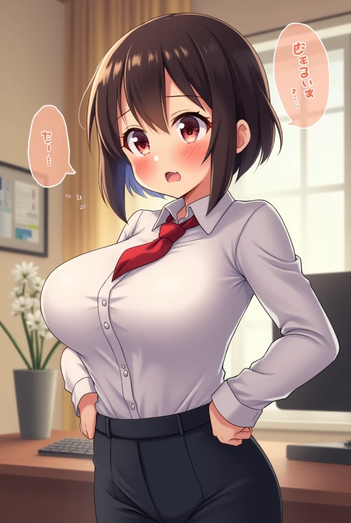 (best quality), (Super detailed), (Best Illustration), (nsfw), (1woman), (Ahegao:1.2), look at viewer, (stripes pattern shirt), (Big Breasts:1.2), {brown hair, (bob cut:1.2), curly hair, hairs between eyes}, {(detailed eyes), heart-shaped pupils, blue eyes}, sweat, steam, girl trembling with sexual climax,earrings, white hairband