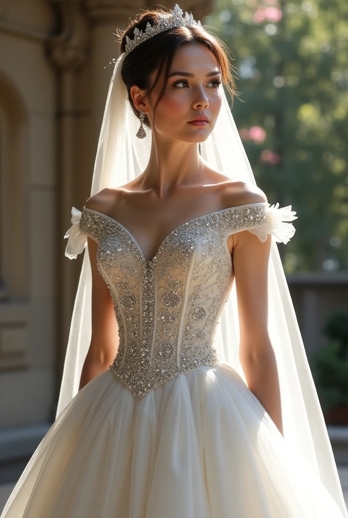 Isabela Merced in a white detailed ball gown, big breasts:1.3, smiling, Real Life, full bodyshot, Ultra Realistic, Photorealism, Photography, 8K UHD, Photo, HDR, Complex and Elegant, Highly Detailed, Sharp Focus, Stunning, Beautiful, Gorgeous), (Masterpiece: 1.2, Best Quality 1:1, Ultra Detail: 1.2, Best Shadows, 8k: 1.1), (beautiful detailed face), high contrast, (perfect lighting: 1.2), (cinematic light)), colorful, hyper-detail, dramatic light, intricate detail, photograph by arny freytag
