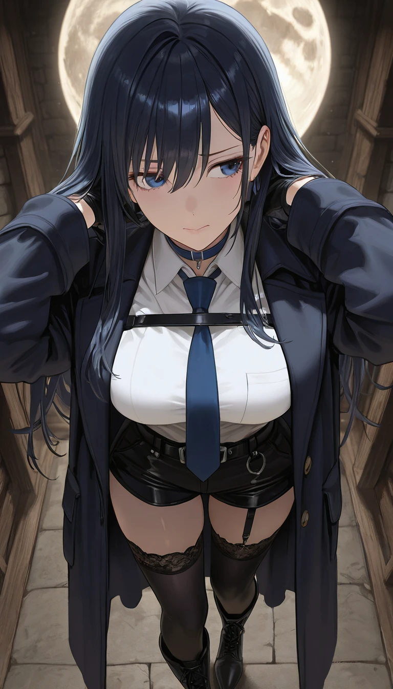 dark blue hair,,long hair,purple eyes)),pointy ears,elf,Tape Gag Tape Bondage,arms behind back