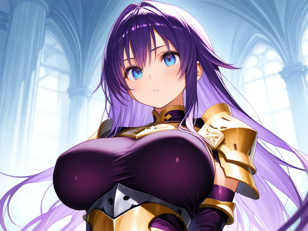 Highest quality、unity 8k wallpaper、32k、masterpiece、Very detailed、Ultra-high resolution、Very detailedな顔, RAW Photos, Professional, Ultra-fine painting、Midnight blue long straight hair、Platinum tiara with blue gemstones、Blue Nun Cape、blue eyes、(Tree Eyes), Cool and sharp features, hime cut, 20~A female magical warrior, about 24 years old.、White and gold breastplate、Blue and white leotard、(((Blue and white gold-embellished long pencil skirt with side armor and long slits)))、Half puff sleeves with shoulder pads、A large white ribbon with a large sapphire on the chest、White and blue long gloves、(((White and blue thigh-high stiletto boots:1.0)))、whole body、He has a spear with a glowing blue blade, succubusform, demon girl, see through, very huge breasts, pink hair, purple eyes, symbol-shaped pupils, short pelvic curtain