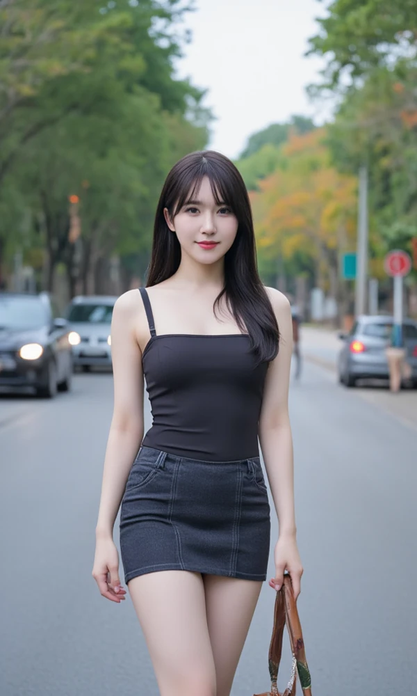 ,Black shirt,jeans,Shoulder bag,In front of Gotokuji Station at night,My hair is wet from the rain,My clothes are wet from the rain.Body line weight approx..... 55 km,160 cm tall,
