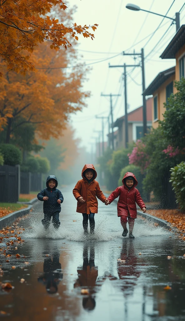 for kids poem Pitter-patter raindrops, we can hear.
Grab your boots and coat, let's go outside,
In the rainy weather, we can slide!
