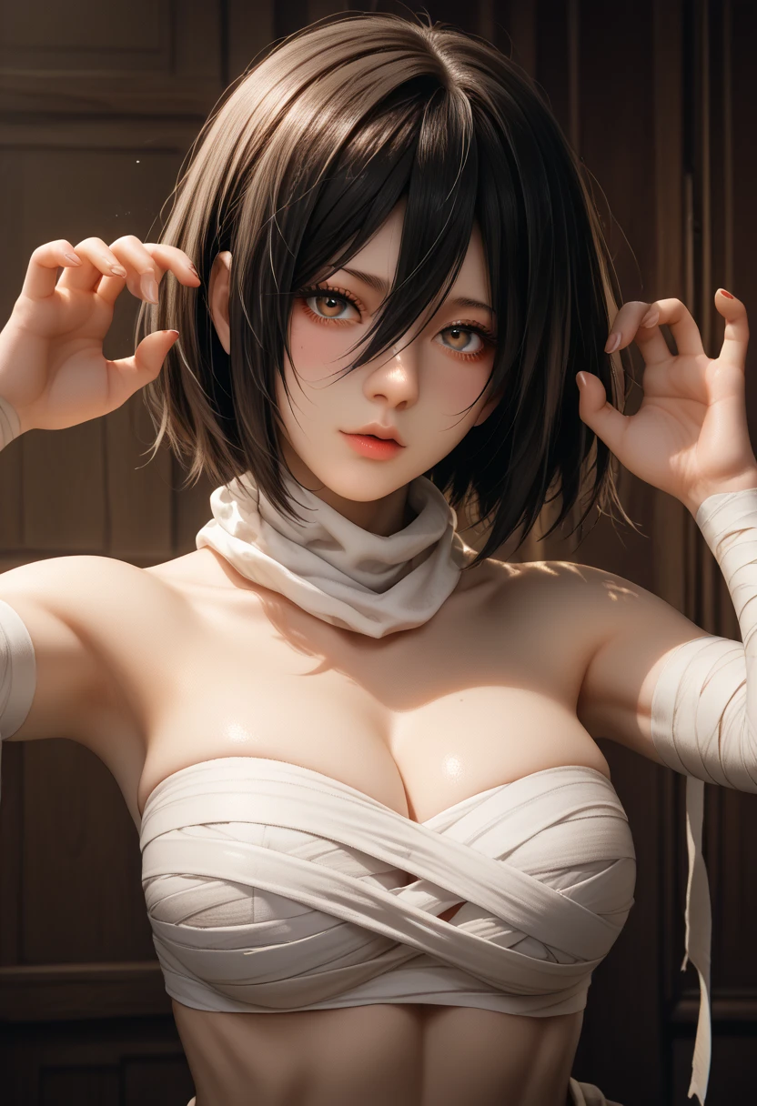 Fubuki in a white dress with a furry coat and gloves, smooth anime cg art, green eyes, green bob hair, detailed digital anime art, beautiful alluring anime woman, seductive anime girl, photorealistic anime girl render, extremely detailed artgerm, digital anime art, ig model | artgerm, [ 4 k digital art ]!!, artgerm. anime illustration