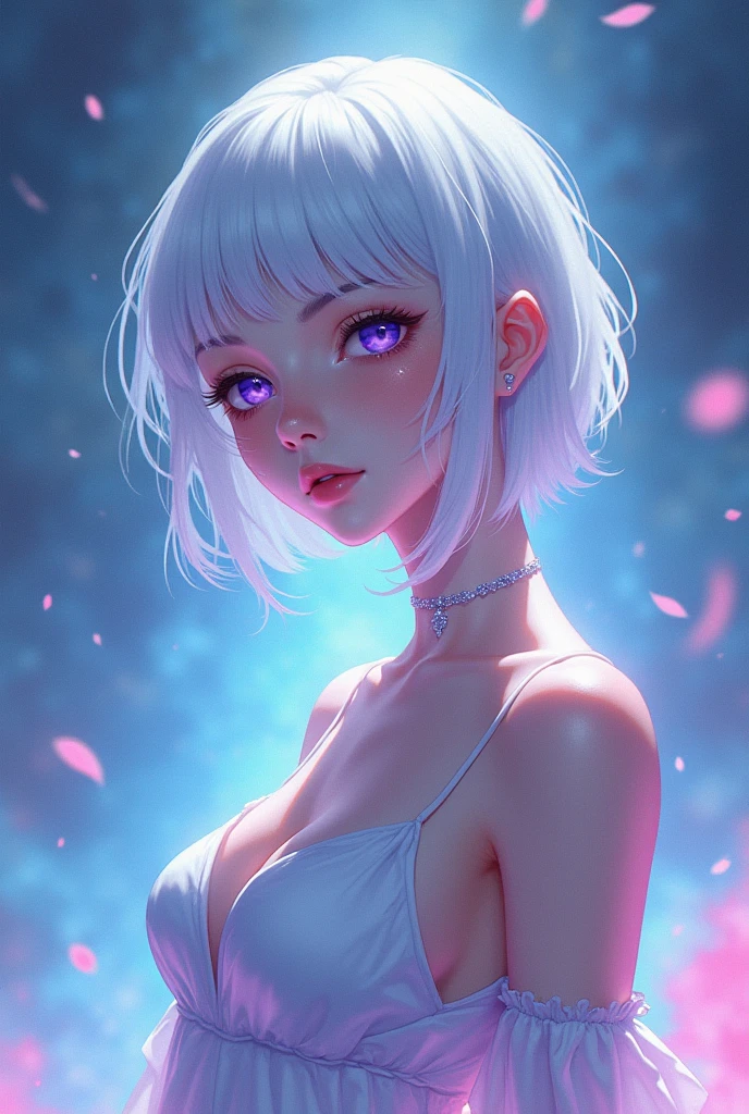 Sweet expression, Kneel down, Put your hands on, White glasses, White short hair, (8k, original photo, Reality:1.25) ,( Lip Gloss, eyelash, Bright face, Smooth skin, best quality, Ultra-high resolution, Depth of Field, Chromatic Aberration, Caustic lines, The width light, Natural shadows, Hallyu idol) Look at the audience with calm and goddess-like happiness, whole body, Large Breasts, White lingerie, black, Transparent shirt, White shirt, secretary