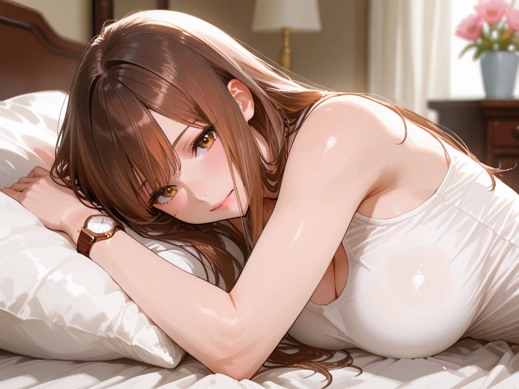 Japanese beauty naked,Cowboy belt at waist,Wearing western boots,Watch on wrist,Being drunk,Crying and being scared,hiccups,indoor,Above the knee shot,Lying in bed,Ultra-high resolution,16K